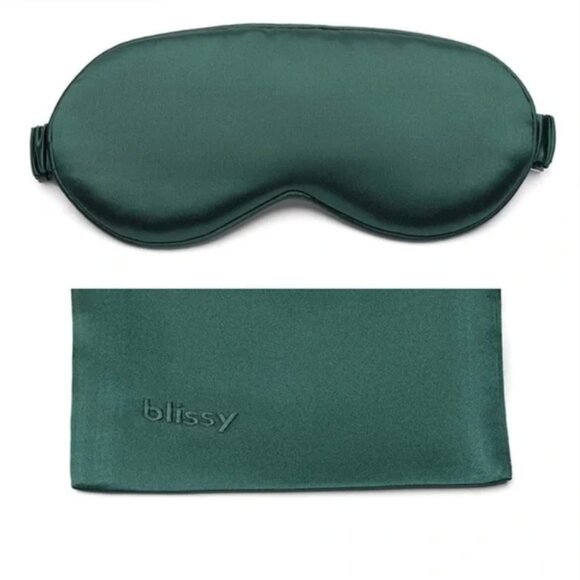 Blissy Emerald Silk Sleep Mask - Picture 2 of 5